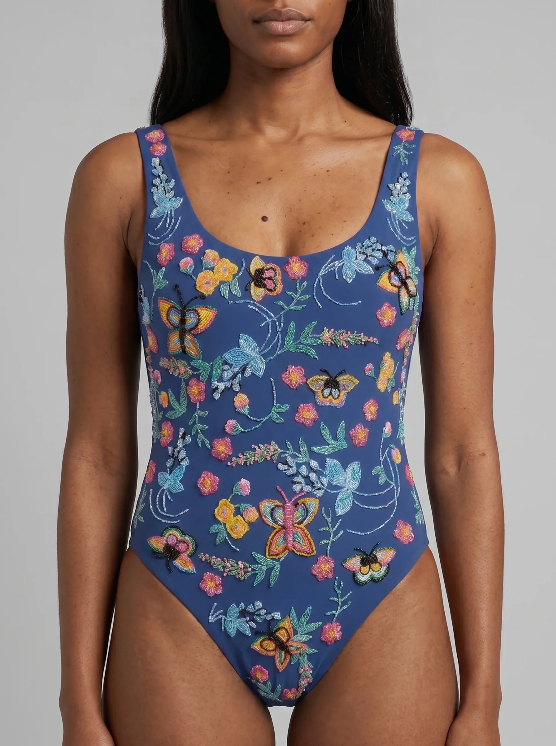 Alabama Floral Hand Embroidered One Piece Swimsuit
