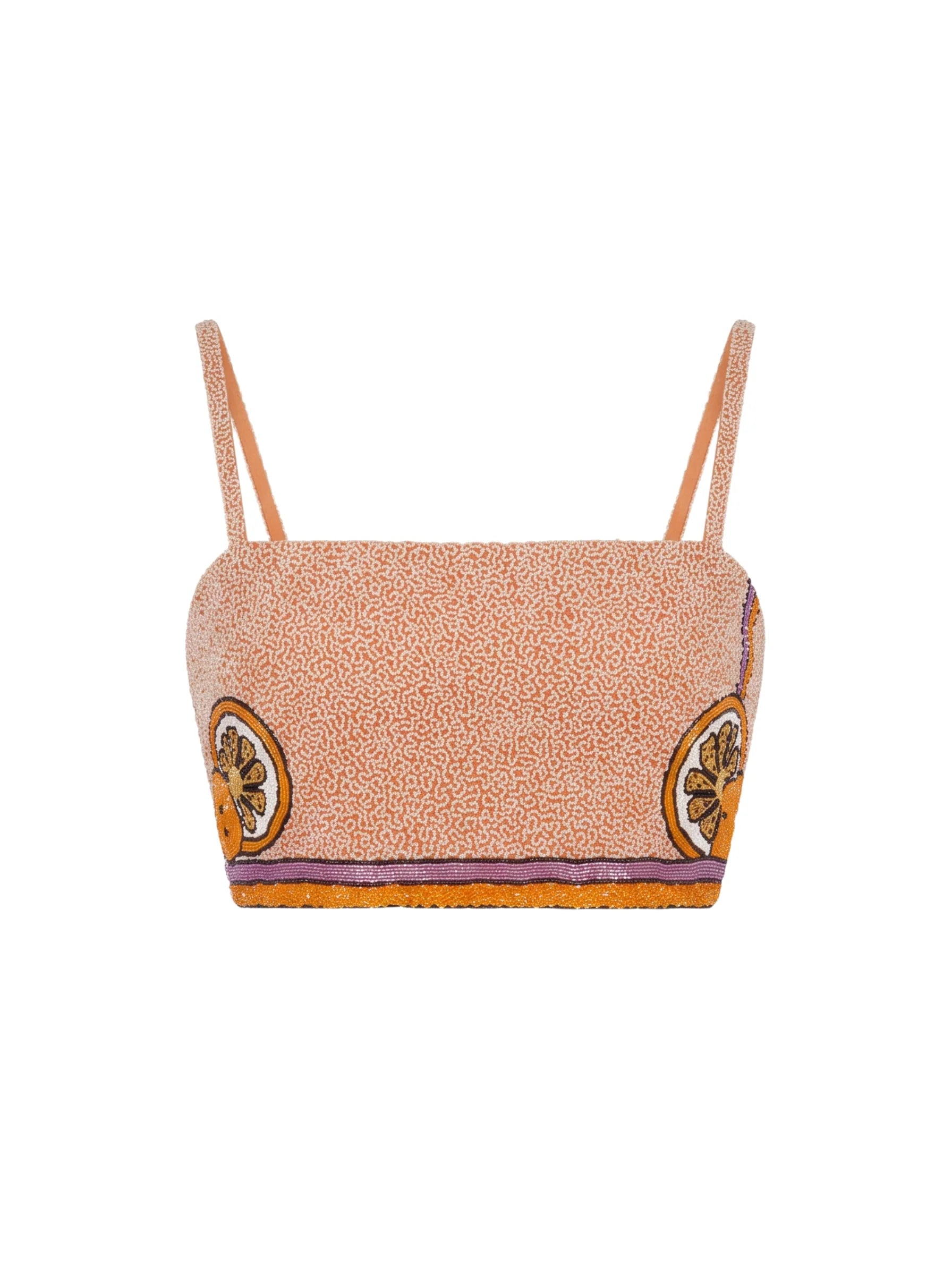 Melodie Co-Ord Hand Embroidered Crystal Top Peach