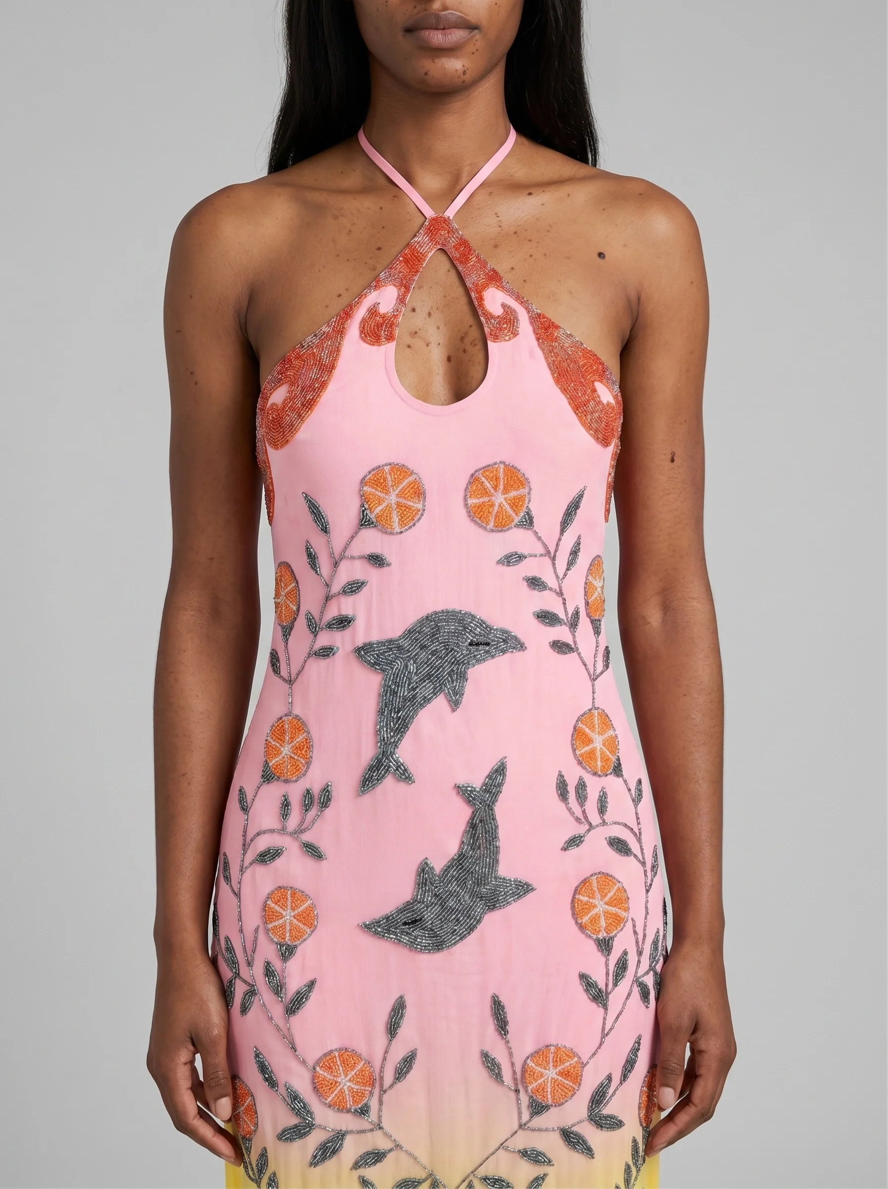 Dolphin Hand Beaded Maxi Dress