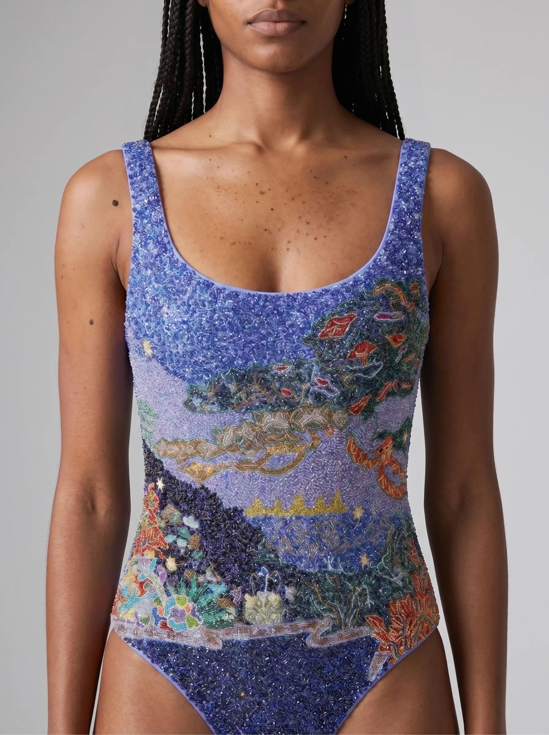 Lake Scenery Blue Swimsuit
