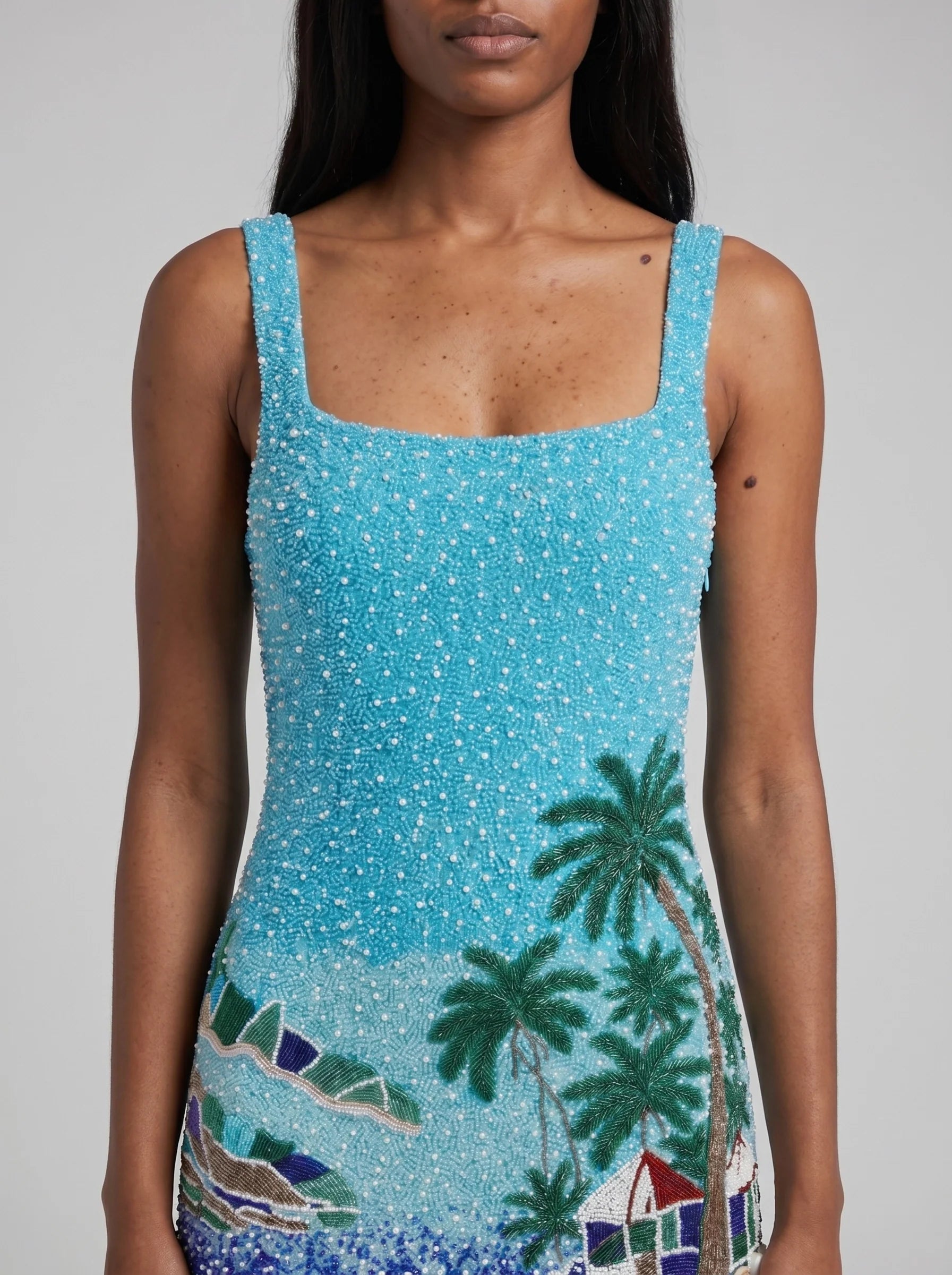 Oceanus X Taylor Nunez Island Blue Mini Dress