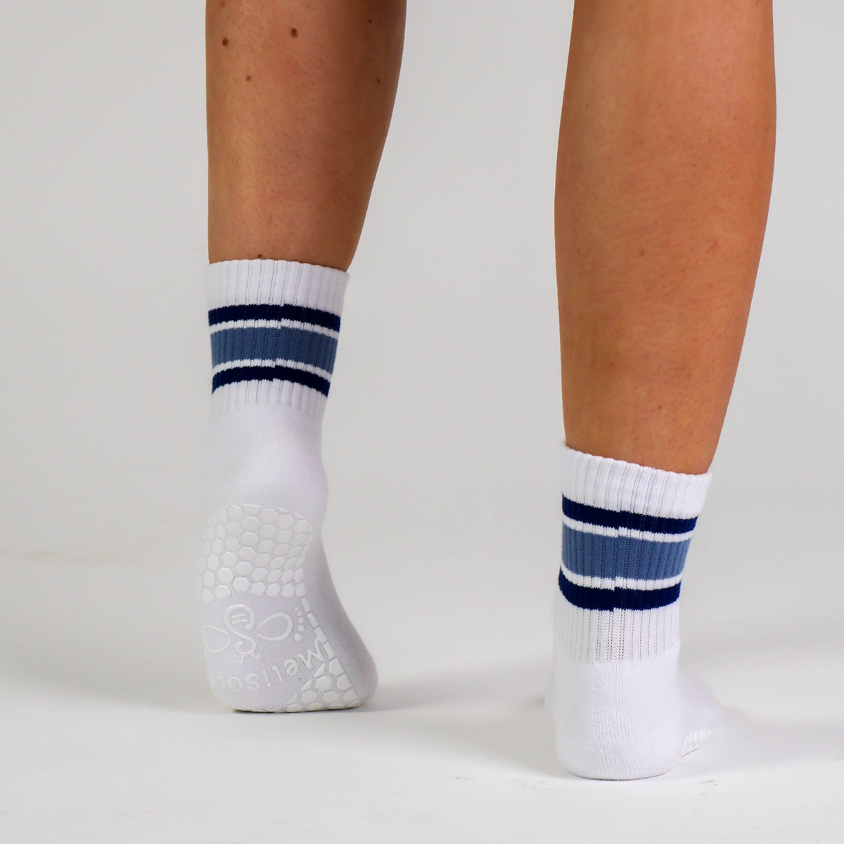 Melisoles Navy Stripe Pilates Grip Socks