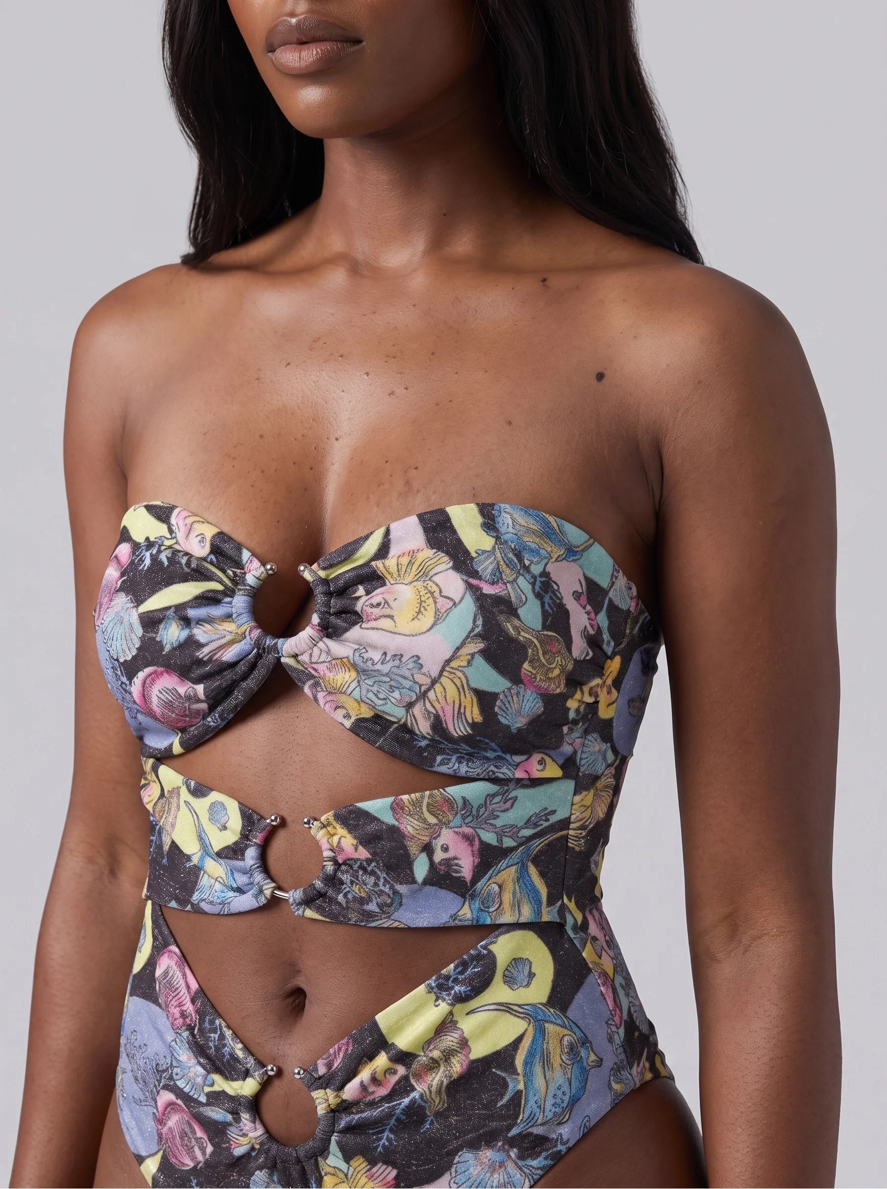 Black Abstract Cut-Out Swimsuit