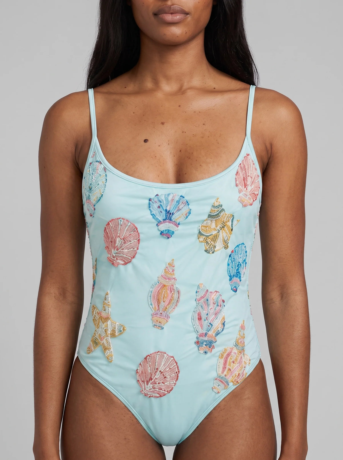 Shell and Starfish Sky Blue Swimsuit