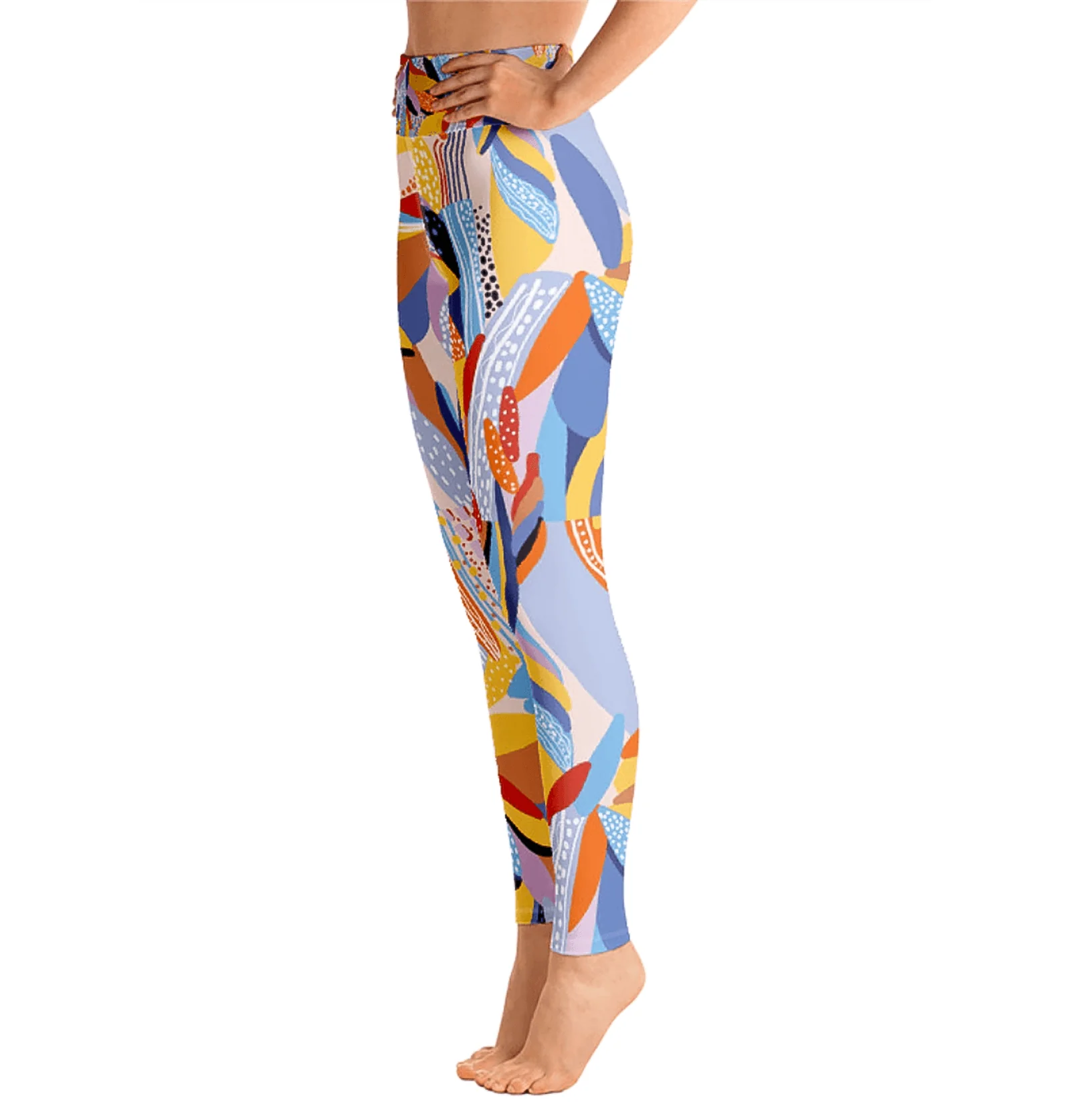 High Waist Yoga Leggings in Tropical Red