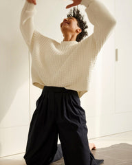 Delčia: Off-White Cotton Sweater & Shorts Set