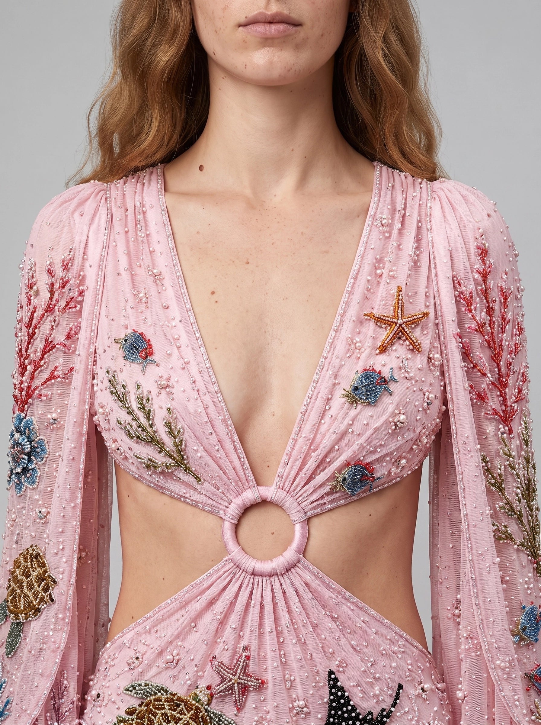 Seraphine Coral Multi Colour Embellished Bodysuit