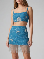 BETTY Hand Beaded Top Blue