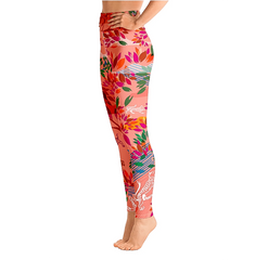 High Waist Yoga Leggings in Crossing Red