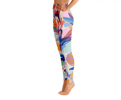 High Waist Yoga Leggings in Floral Garden