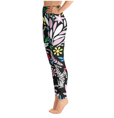 High Waist Yoga Leggings in Night Flowers