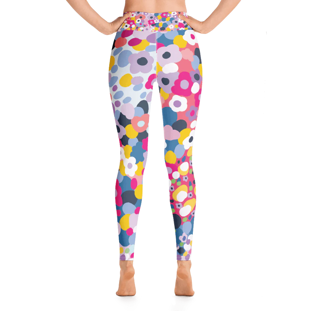 High Waist Night Yoga in Pink Blooms