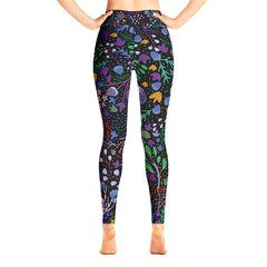 High Waist Yoga Leggings in Night Dreaming of Garden