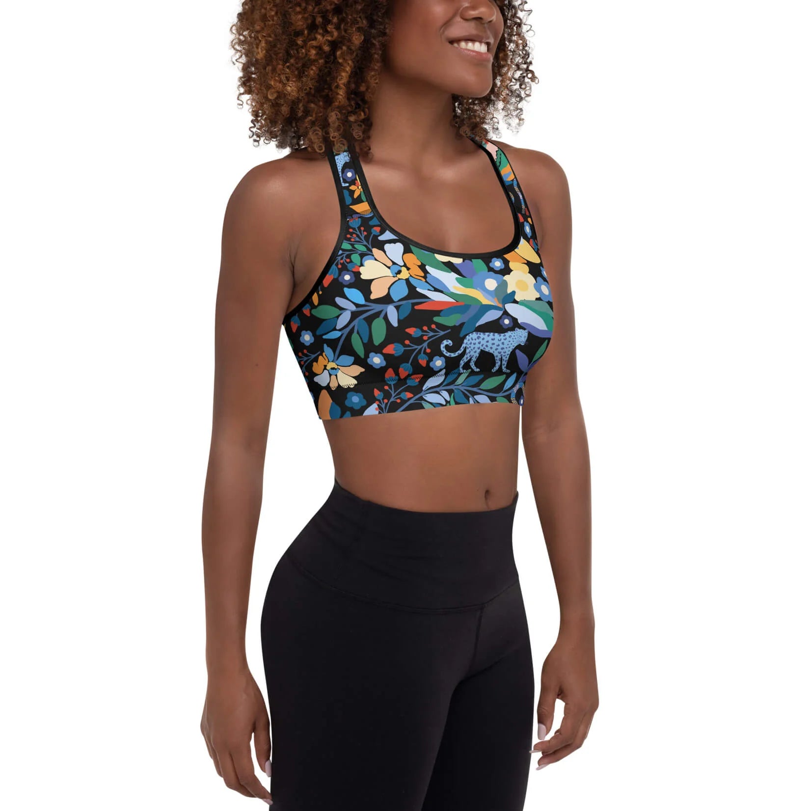 Sports Bra in Night Zoo