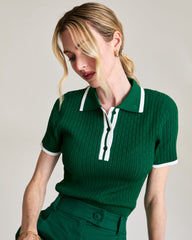 Jamie Pointelle Knit Short Sleeve Polo