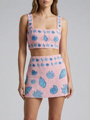 Oceanic Bloom Co-Ord Top Pink