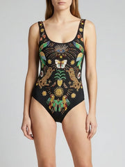 Willow Hand Embroidered Black Swimsuit