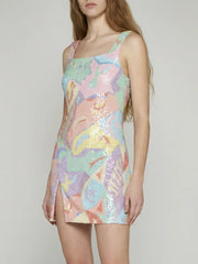 Boston  Vibrant Hand-Beaded Dress in Pastel