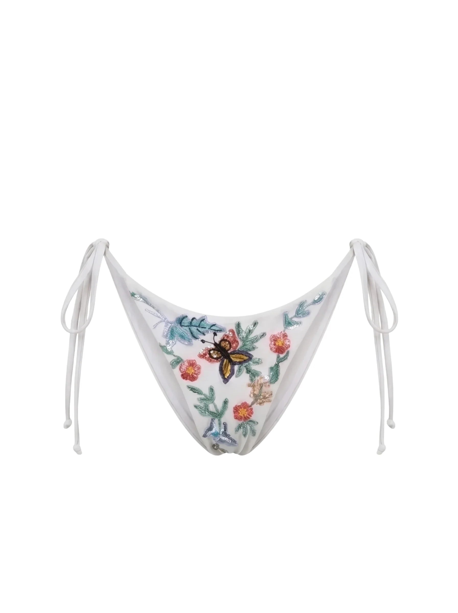 Los Angeles Hand-Embroidered Bikini Bottom White