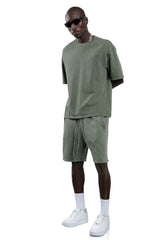 Cotton Casual T-Shirt & Short Set - Grey