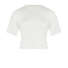Free Heaven Crop Draped Tshirt - Blanc De Blanc