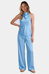 Blue Silk Halter Top the Lady