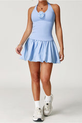 NOA Padel Bra Top and Skirt Set (With Flower)