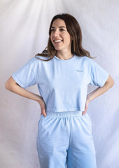 Washed Sky Blue Cropped Tee