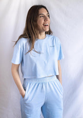 Washed Sky Blue Cropped Tee