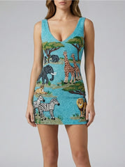 Aqua Savannah Embellished Dress