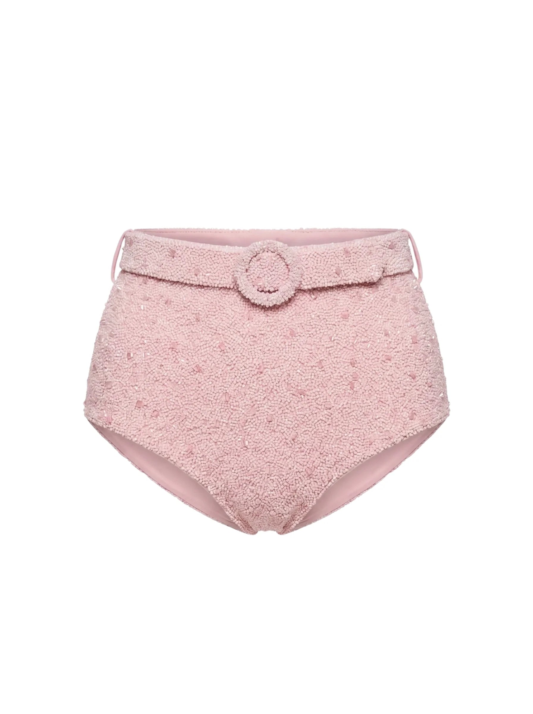 Heidi Hand Beaded Bikini Bottom in Pink