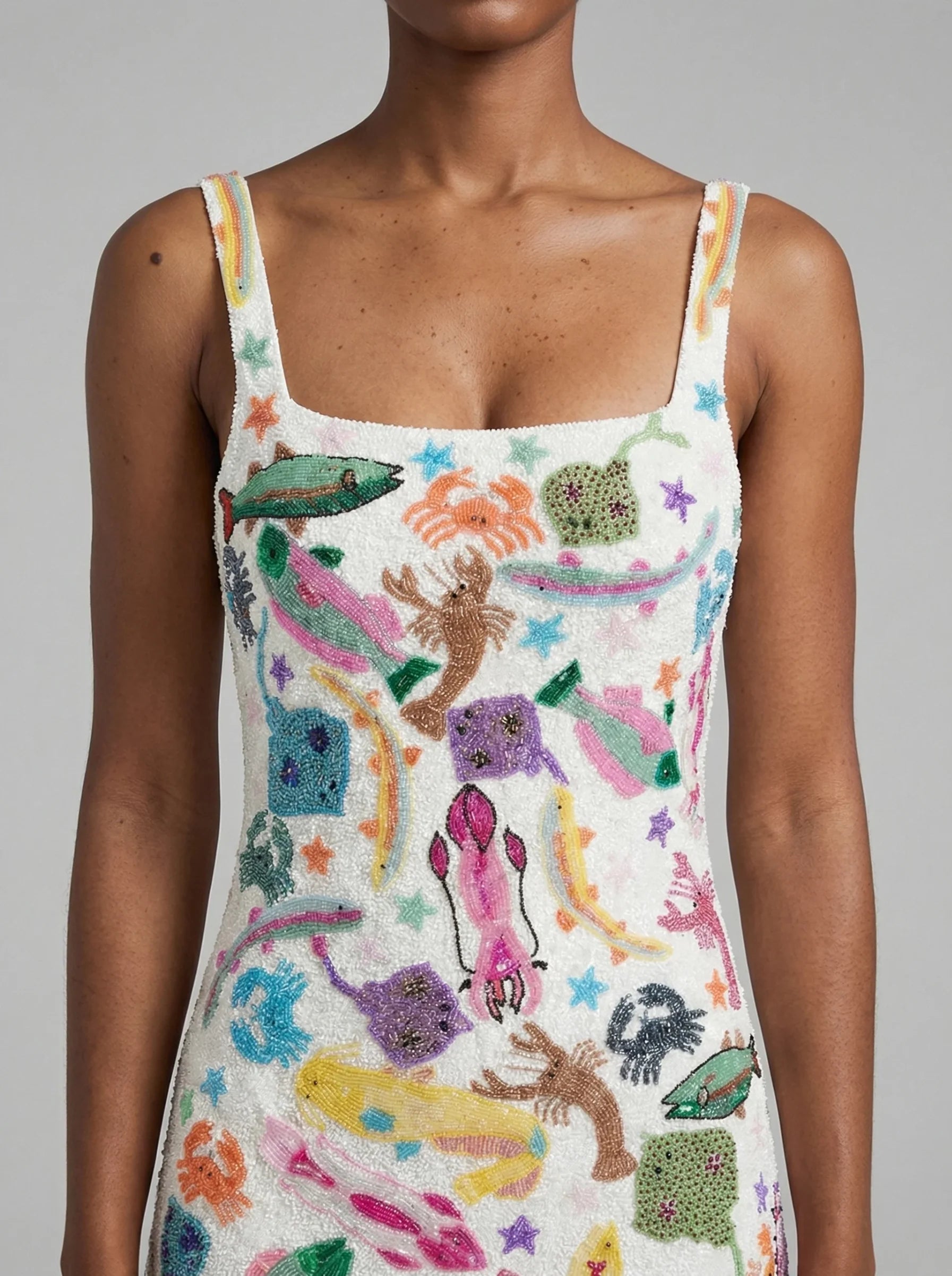 Arizona Beaded Mini Dress White in Stock