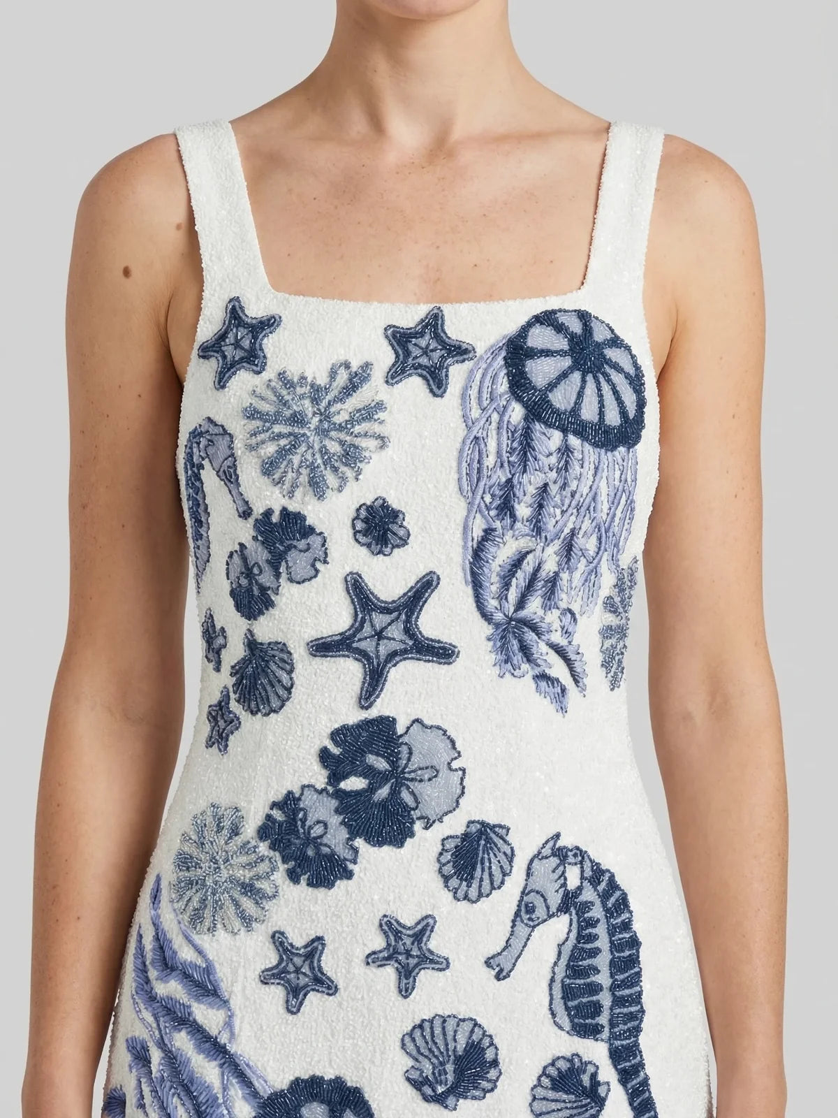 New Orleans Hand-Beaded Dress White