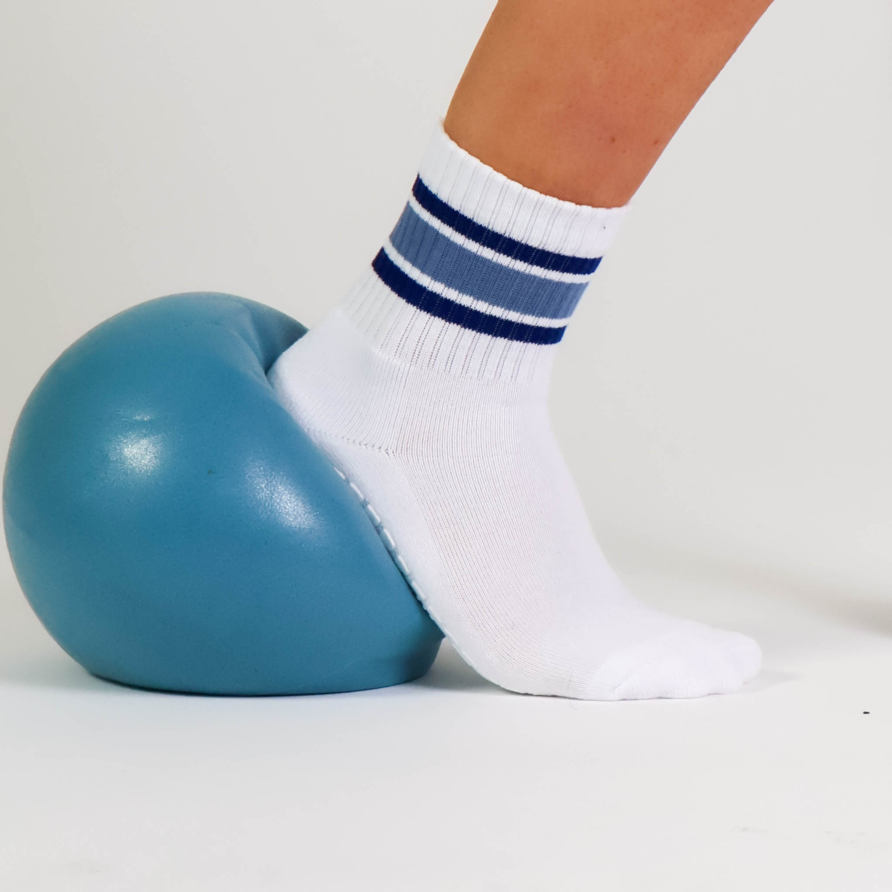 Melisoles Navy Stripe Pilates Grip Socks