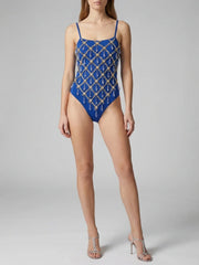 Calliope Thin Straps One Piece Swimsuit Blue