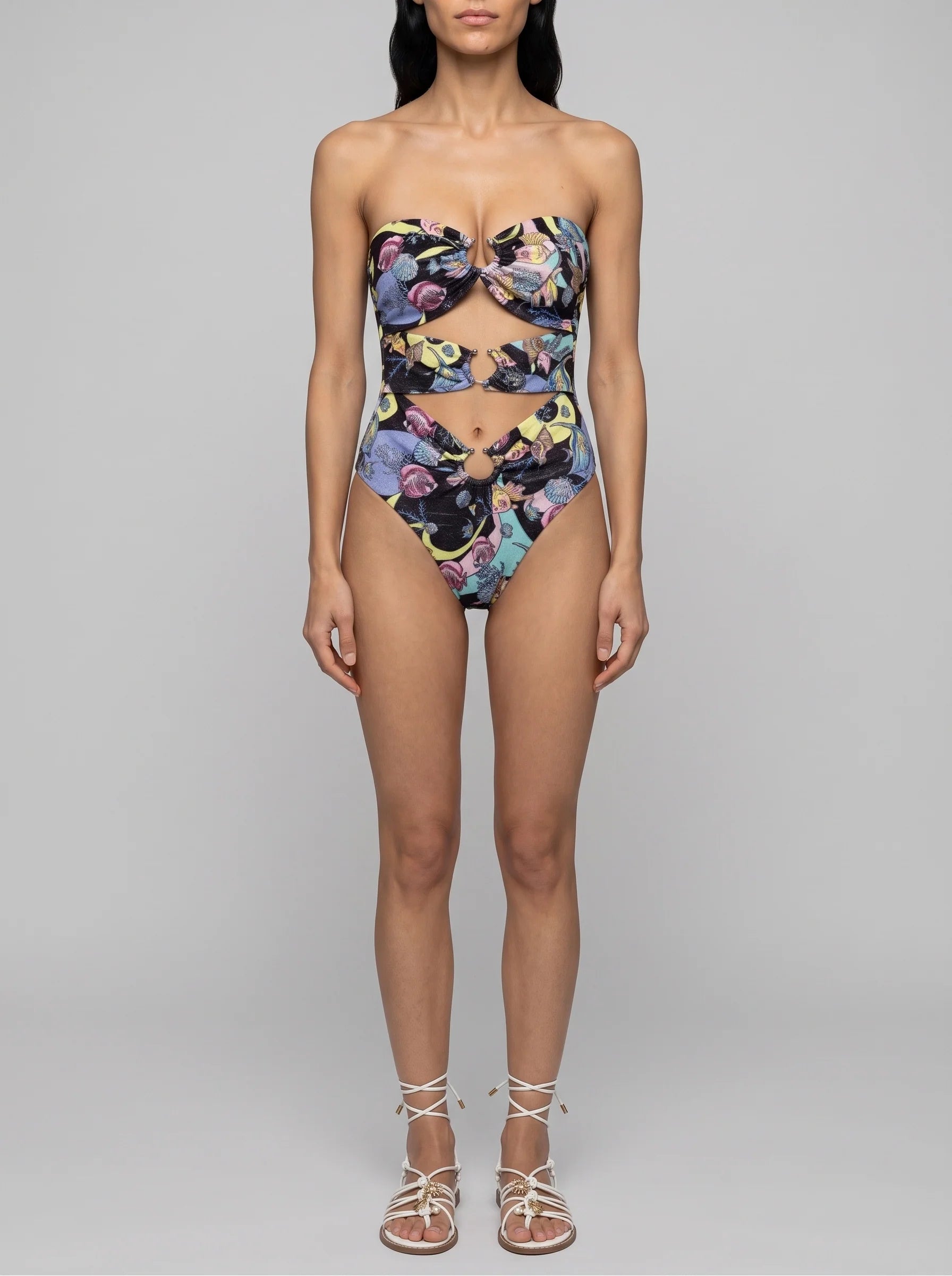 Black Abstract Cut-Out Swimsuit