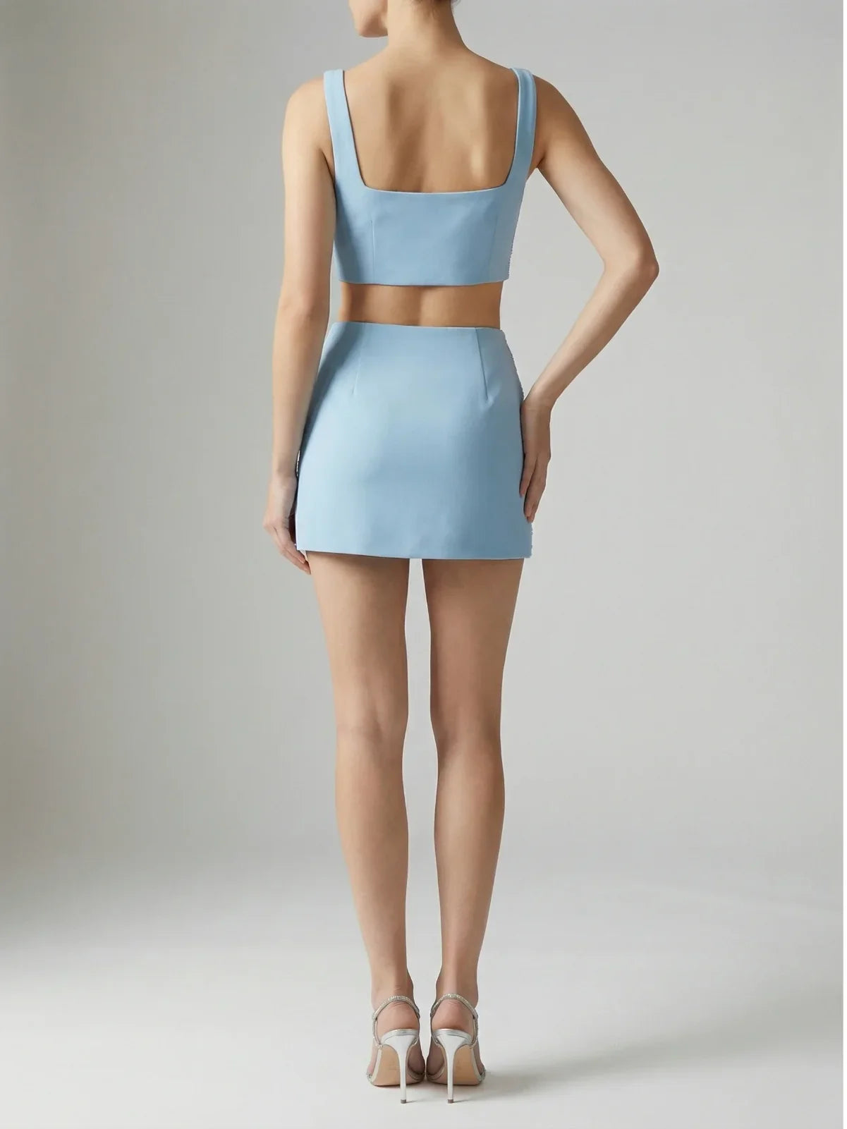 Vegas Embroidered Co-Ord Top– Blue Sparkle