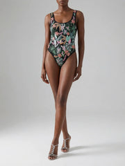 Misty Tropical High Leg Swimsuit Black in Stock