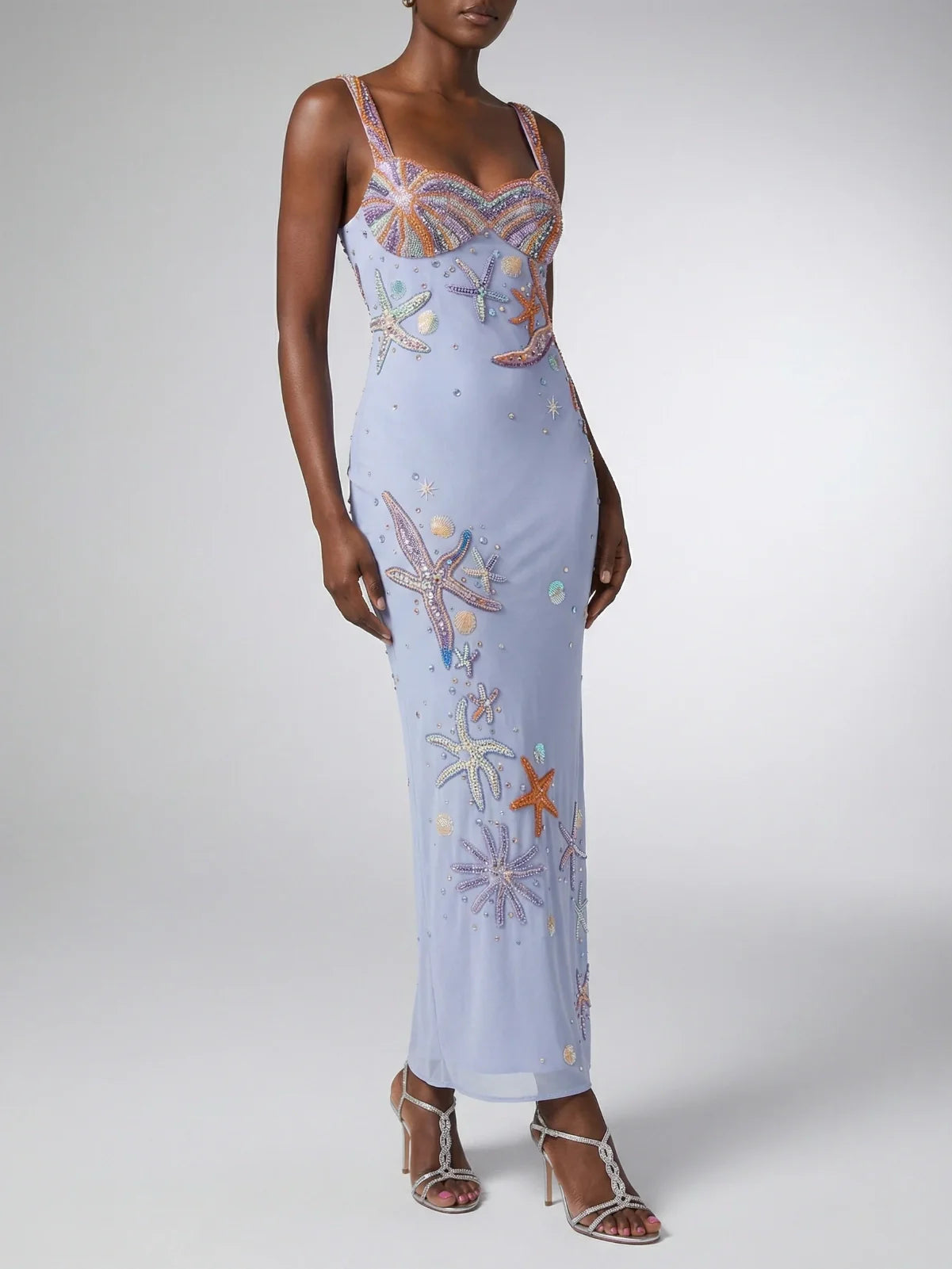 Crescent Shell Long Dress Lilac