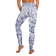 High Waist Yoga Leggings in Flower Drawing