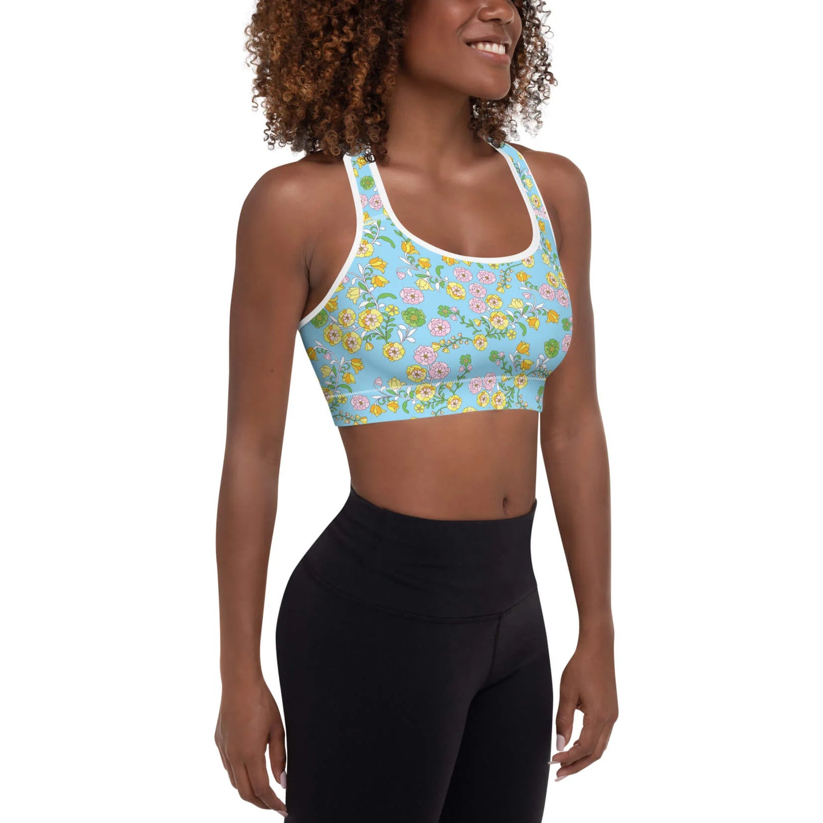Sports Bra in Blue Garden