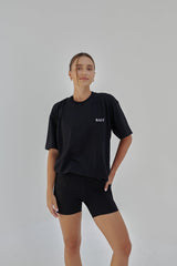 RAIA Unisex Oversized Cotton T-Shirt With "Rise Above It All" Logo -Black R1