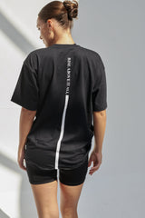 RAIA Unisex Oversized Cotton T-Shirt With "Rise Above It All" Logo -Black R1