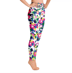 High Waist Yoga Leggings in Pink Garden