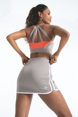 SPIN TENNIS SKIRT - PEBBLE