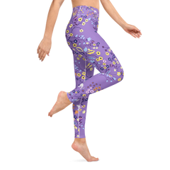 High Waist Yoga Leggings in Purple Garden