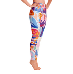 High Waist Yoga Leggings in Floral Garden