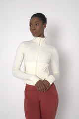 POWERFLOW CROPPED RUNNING JACKET OFF WHITE