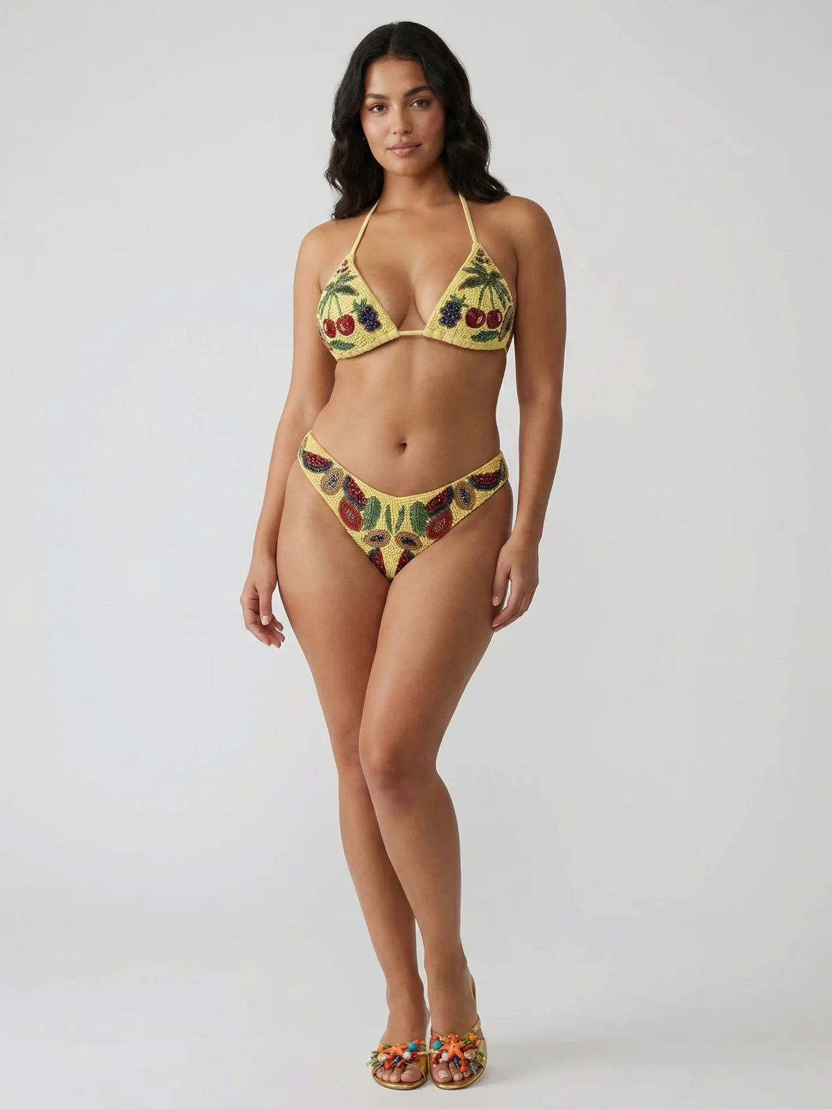 Cherry Bikini Top in Navy