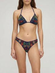 Cherry Bikini Top in Navy